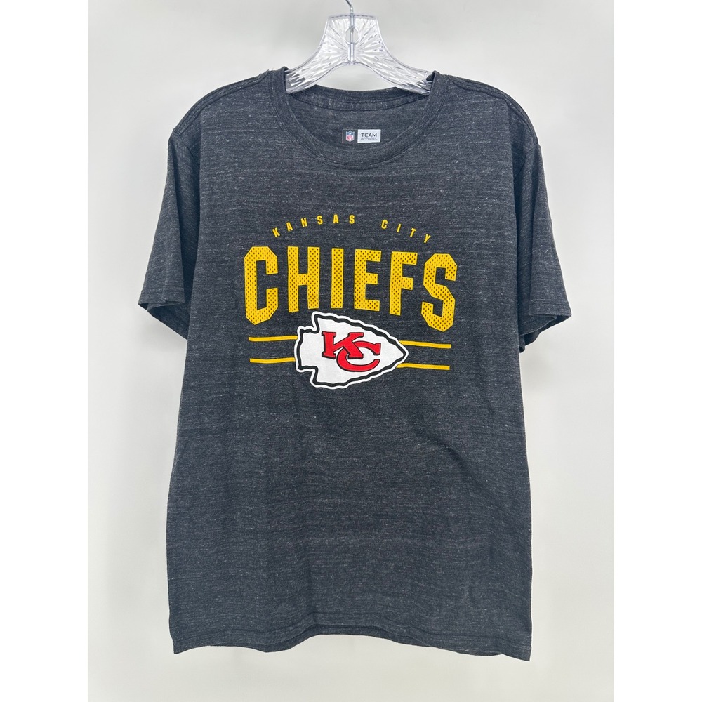 NFL Team Apparel Kansas City Chiefs T-Shirt Mens Medium Gray Heather Graphic Tee